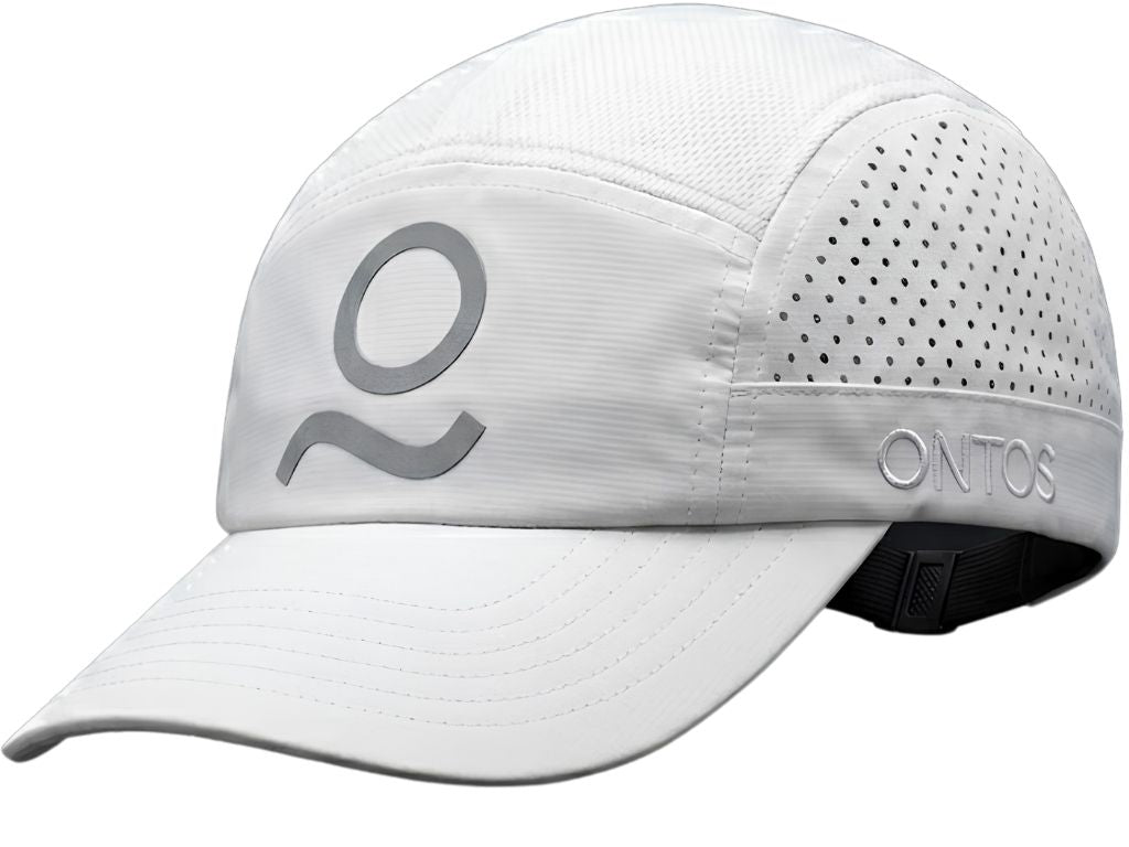 Light gray baseball cap with brand logo on a white background
