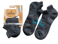 Gray ankle socks with 'Ontos' branding on a white background